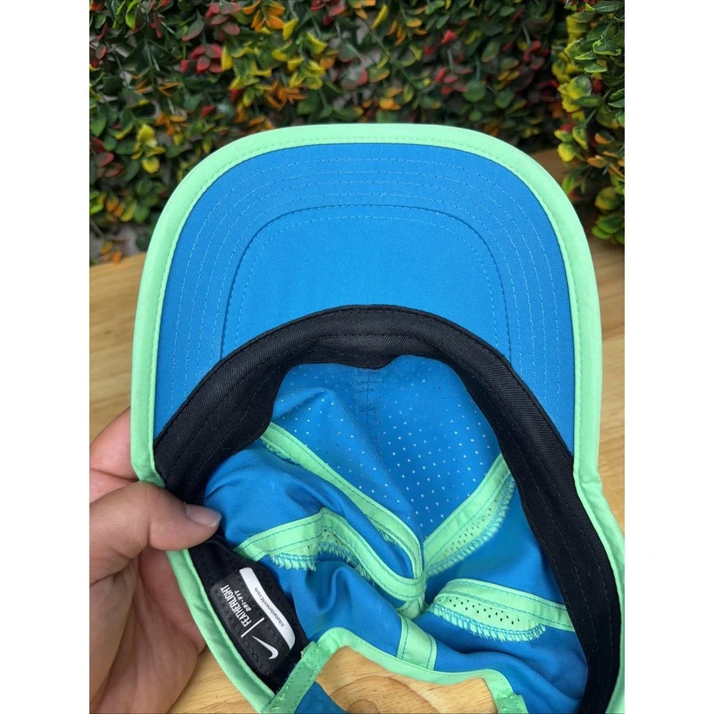 Nike Featherlight Dry Fit Hat Running Gym Tennis Cap Adjustable Blue Green Women